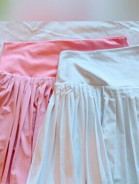 Set Of 2 Pink And White Pleated Flare Tennis Skirt - Brand: